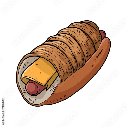 A delicious-looking sushi roll with various fillings and toppings. isolated on white background, Vector, illustration