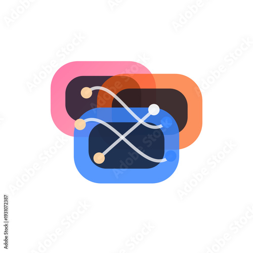 Abstract AI Data Streams queue rhythm icon, dark gradient vector SVG
