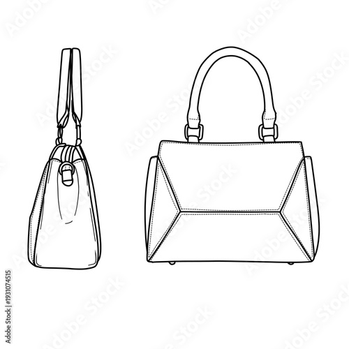 Elegant Handbag Design - Front and Side View Fashion Illustration.