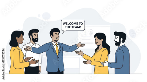 Team Leader Welcoming New Employee to the Team.