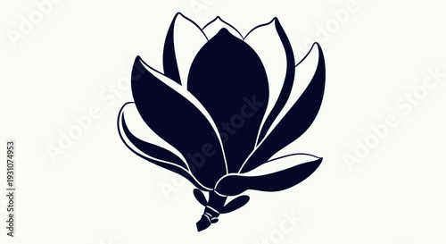Stylized blooming flower illustration in striking monochrome elegance a simple graphic design