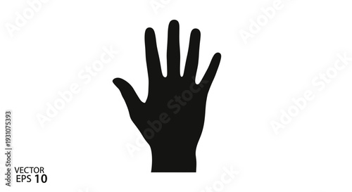Minimalist black hand silhouette vector on clean white background, representing various human