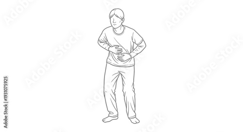 Vector illustration depicting a person experiencing severe abdominal pain and stomach discomfort