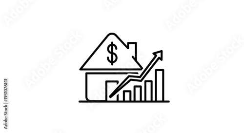 Real Estate Market Growth Financial Graph Icon Demonstrating Property Value Appreciation and