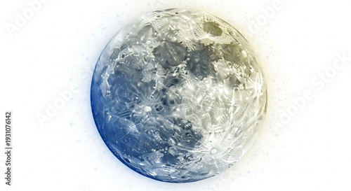 Moon in space with craters and surface details on a white background lunar landscape