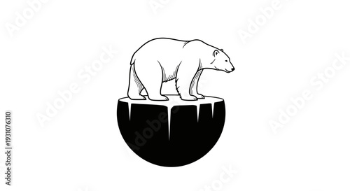 Polar bear standing precariously on a rapidly melting ice floe, symbolizing global climate change