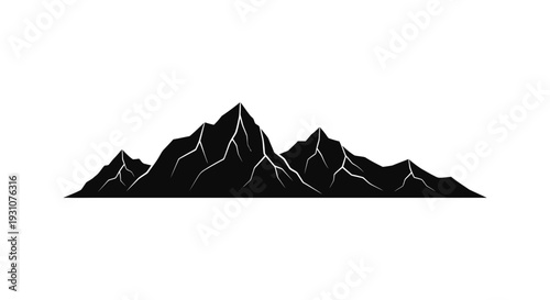Striking monochromatic mountain range silhouette portraying rugged peaks and majestic natural beauty