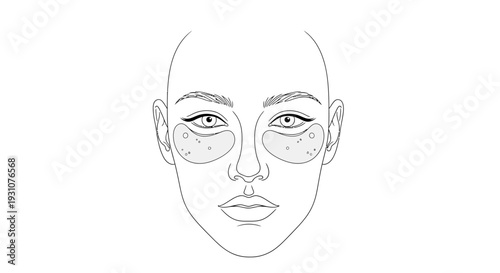 Outline of a face with rejuvenating under eye patches for modern skincare routine and beauty
