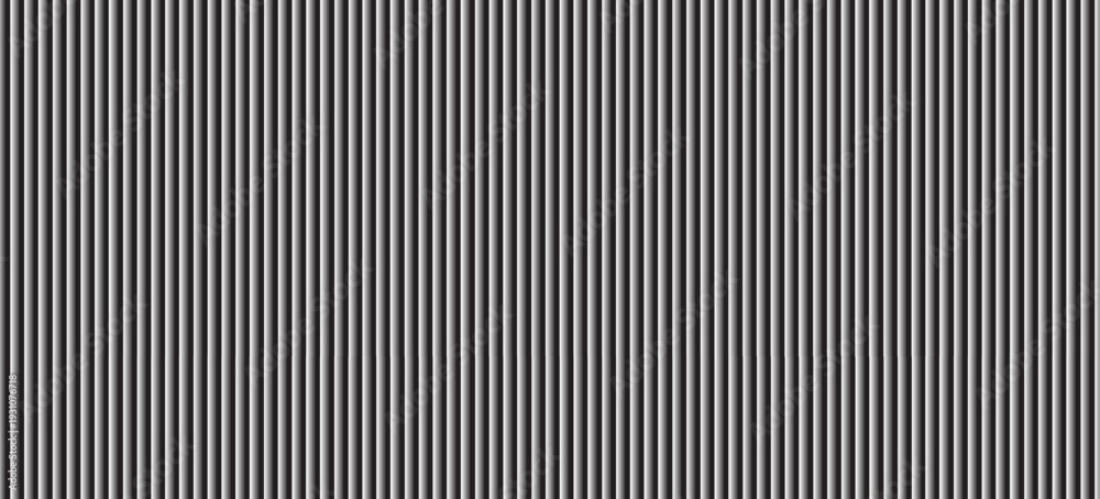 Naklejka premium Narrow black-white vertical lines. Symmetric geometric ornament. Striped seamless pattern, abstract wallpaper. Digital paper for textile print, page fill. Vector