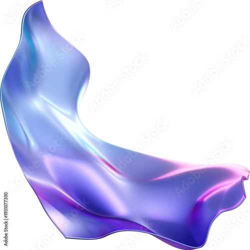 Canvas Print A flowing, liquid-like fabric shape with blue and violet iridescent reflections, mimicking silk in zero gravity