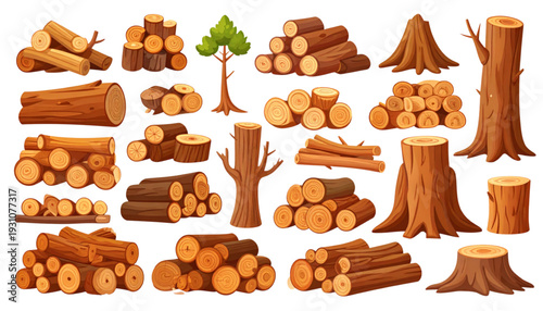 Assorted illustrations of autumnal baked goods and seasonal treats isolated on transparent background