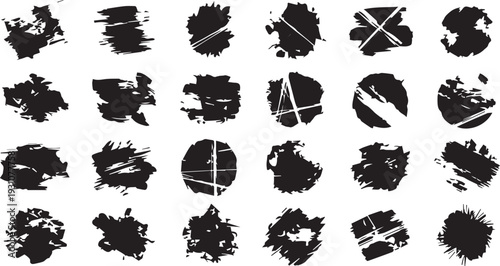Grunge backgrounds set. Brush black paint ink stroke over  frame. Vector illustration