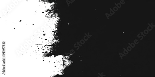 Abstract black ink splatter grunge background with textured frame
