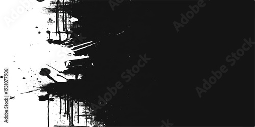Abstract grunge black ink splatter background with texture and vintage effect