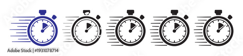 Stopwatch with speed lines fast running time measurement icon graphic