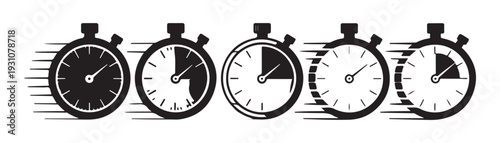 Stopwatch with speed lines fast running time measurement icon graphic