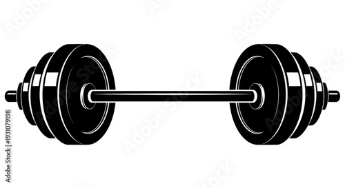 Black Barbell Weight Lifting Equipment Isolated on White Background