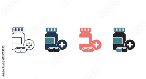 Medical Icons Representing Health and Wellness in a Simple Illustration Style