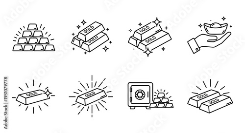 Illustration of various diamond-themed icons showcasing different scenes and styles, focusing on luxury and elegance, from multiple viewpoints.