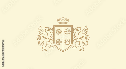 Elegant Royal Crest with Griffins and Crown.