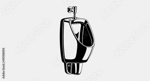 Sleek contemporary urinal fixture graphic for public restroom design elements
