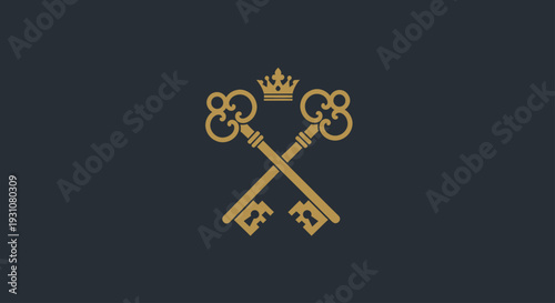 Golden crossed keys with a crown above them, symbolizing authority and tradition.