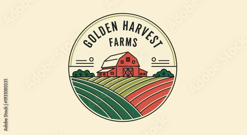 Golden Harvest Farms Barn and Fields Emblem.