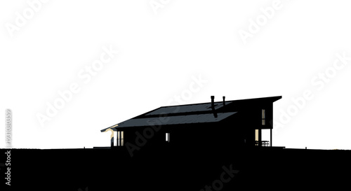 Striking silhouette of a contemporary residential dwelling with a distinctive sloped roof design