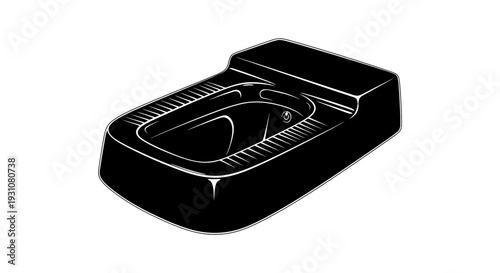 Essential sanitation fixture squatting toilet design in monochrome graphic vector for hygiene and