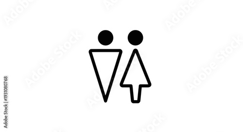 Minimalist gender pictogram for public facilities guiding individuals to washroom access point