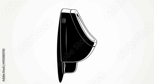 A monochrome vector illustration showcasing a modern wall-mounted urinal design for public