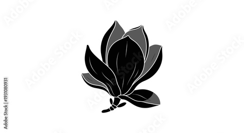 Elegant monochrome floral design with dark petals creating a subtle yet striking botanical artwork