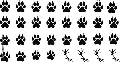 Floral Lace Border Collection, Black Ornate Embroidery Strips, Vintage Decorative Dividers,