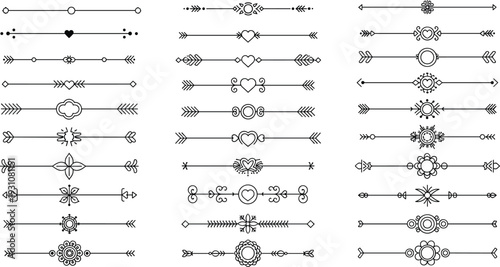 Floral Lace Border Collection, Black Ornate Embroidery Strips, Vintage Decorative Dividers