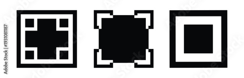 Abstract shapes with geometric patterns, square frames with black and white color combination design illustration.