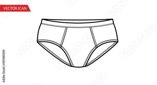 Outline vector illustration of classic men's briefs underwear design garment apparel template