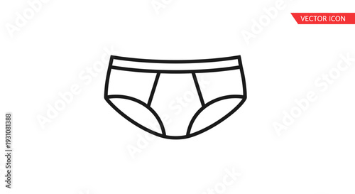 Outline vector icon of classic men's briefs, representing essential apparel for daily comfort and