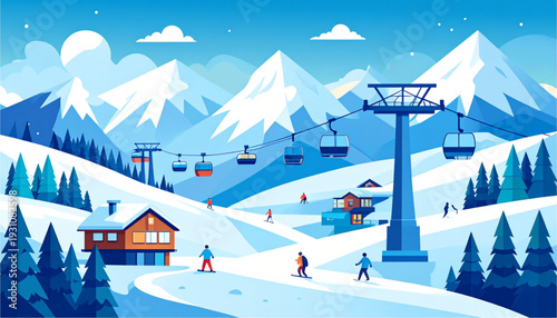 winter landscape with houses