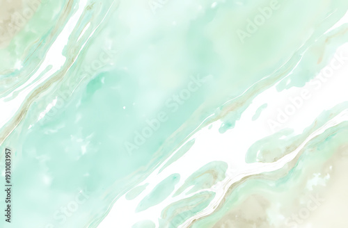 Colors blend beautifully as green, mint, white, and grey flow to create a lively abstract scene. The artwork captures a peaceful, dreamy atmosphere, inviting calm and reflection Generative AI