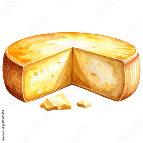 Italian Parmigiano Reggiano Watercolor Illustration