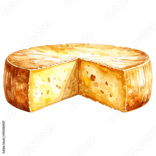 Italian Parmigiano Reggiano Watercolor Illustration