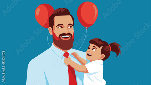 Father Daughter Happy Moment Illustration