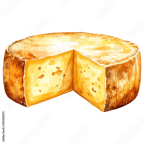 Italian Parmigiano Reggiano Watercolor Illustration