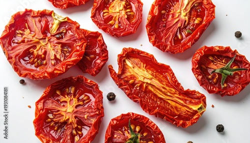 Sundried tomatoes & peppercorns on white