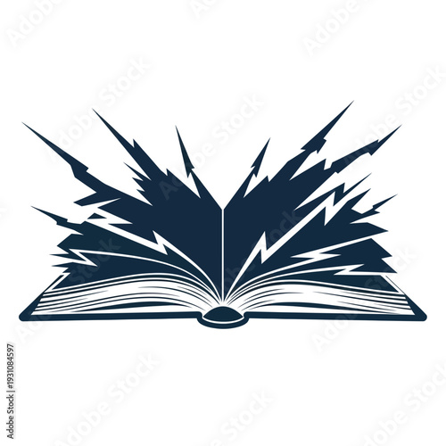 Open Book with Electric Energy Bursting Out - Symbolizing Ideas, Knowledge, and Creativity