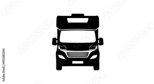 Modern campervan motorhome vehicle silhouette front view sleek compact and versatile for travel adventures road trips