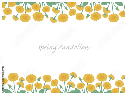Yellow golden dandelion floral frame vector