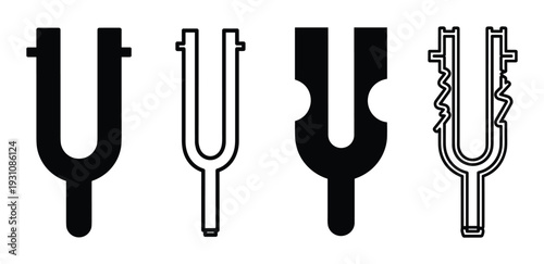 Four tuning forks vector design. Musical instrument tuner vector illustrations