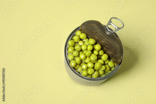 Tin can with canned green p...