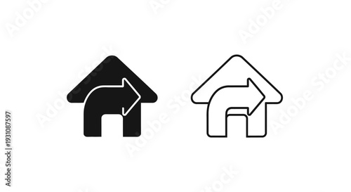 House icons with arrows pointing to the right side Vector